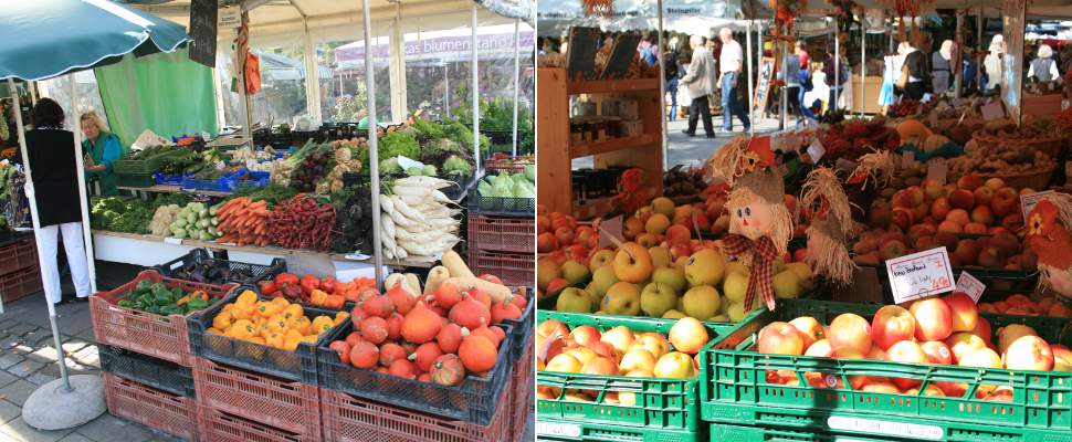 Gemüsestand am Münchner Viktualienmarkt